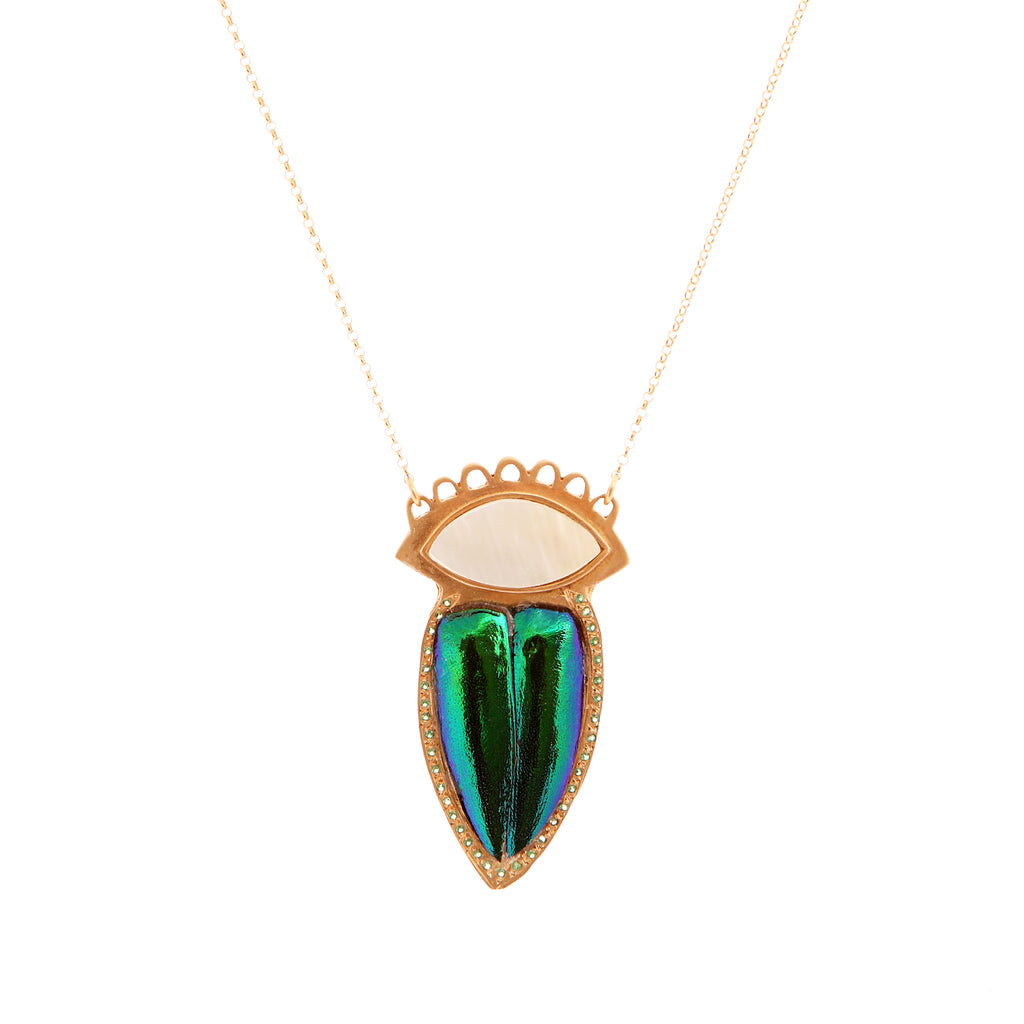 Green Tiger Beetle Necklace
