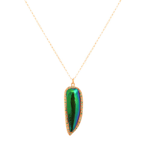 Single Green Tiger Beetle Necklace