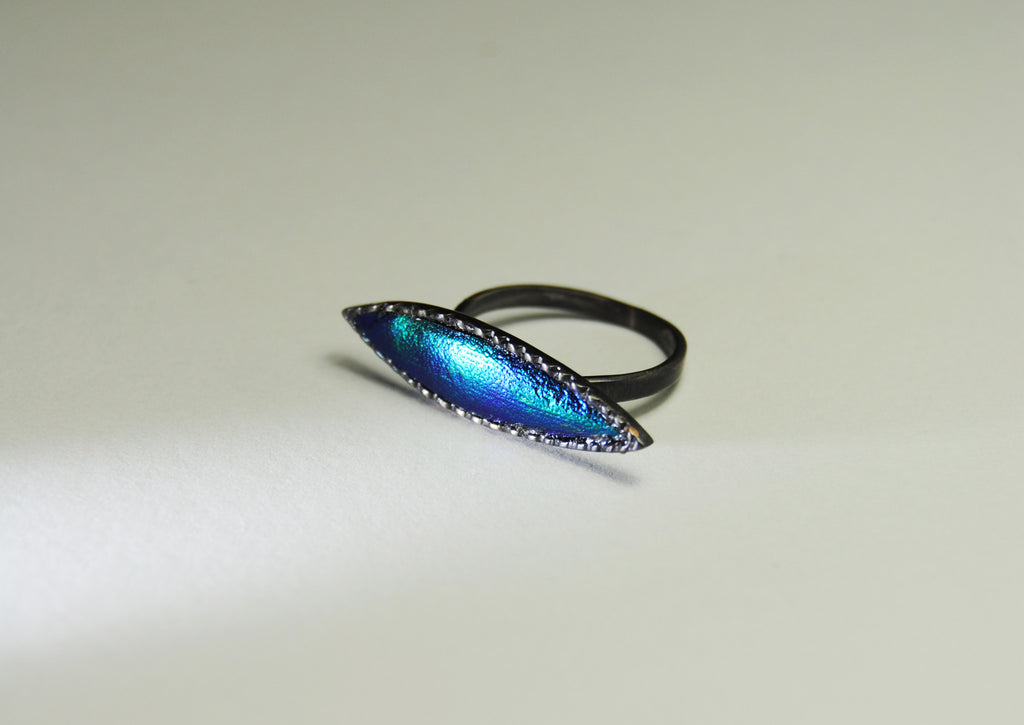 Marquise scarab wing ring